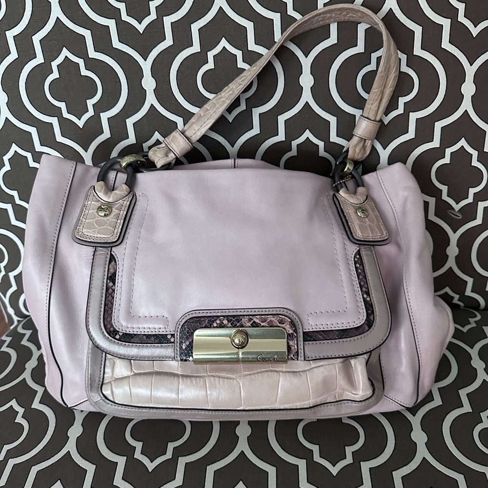 Coach Kristin Cream and Snakeskin Bag